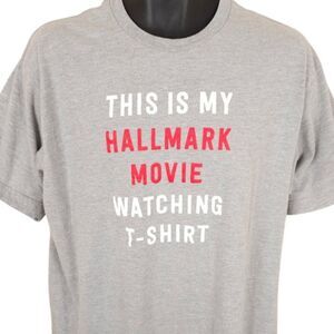 Hallmark Movie T Shirt Mens Size XL Gray Movie Watching Tee